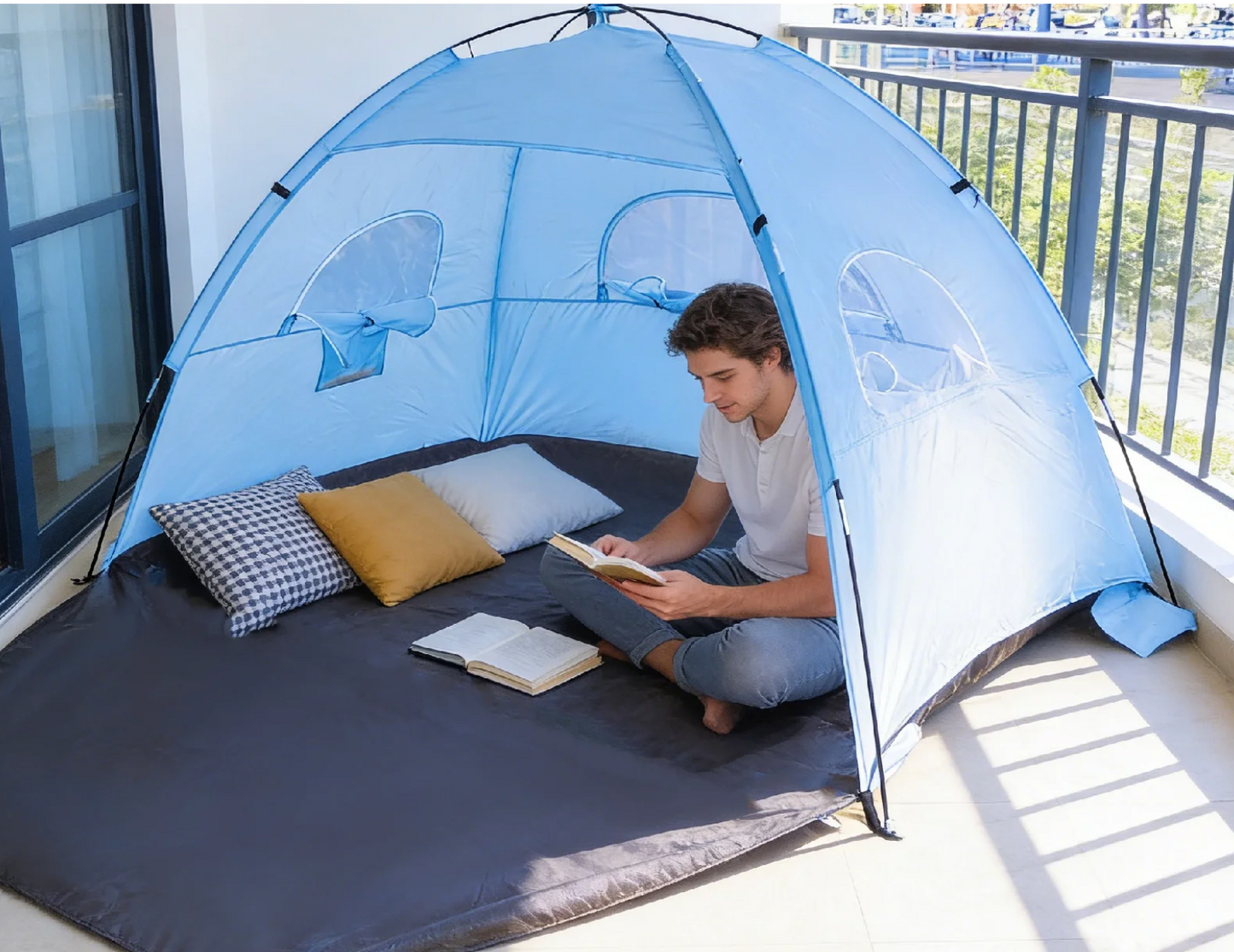 Tente de plage anti-UV pliable 2 places