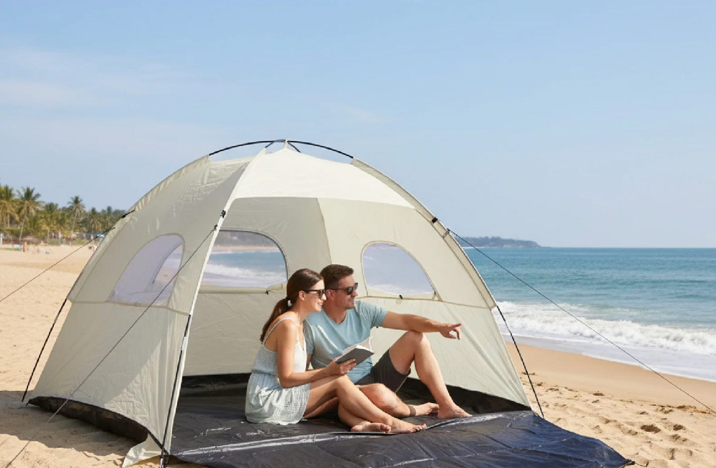 Tente de plage anti-UV pliable 2 places