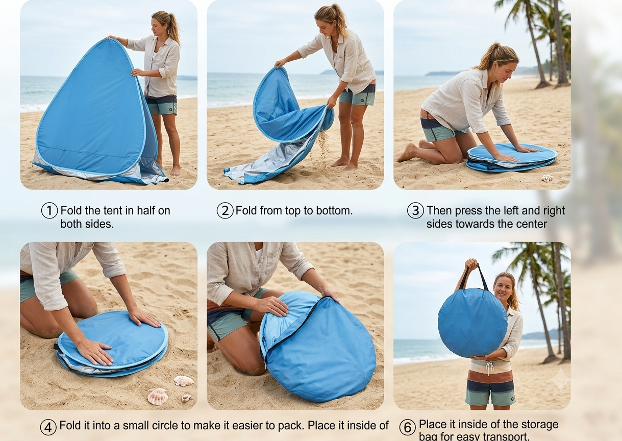 Tente de plage anti-UV pliable
