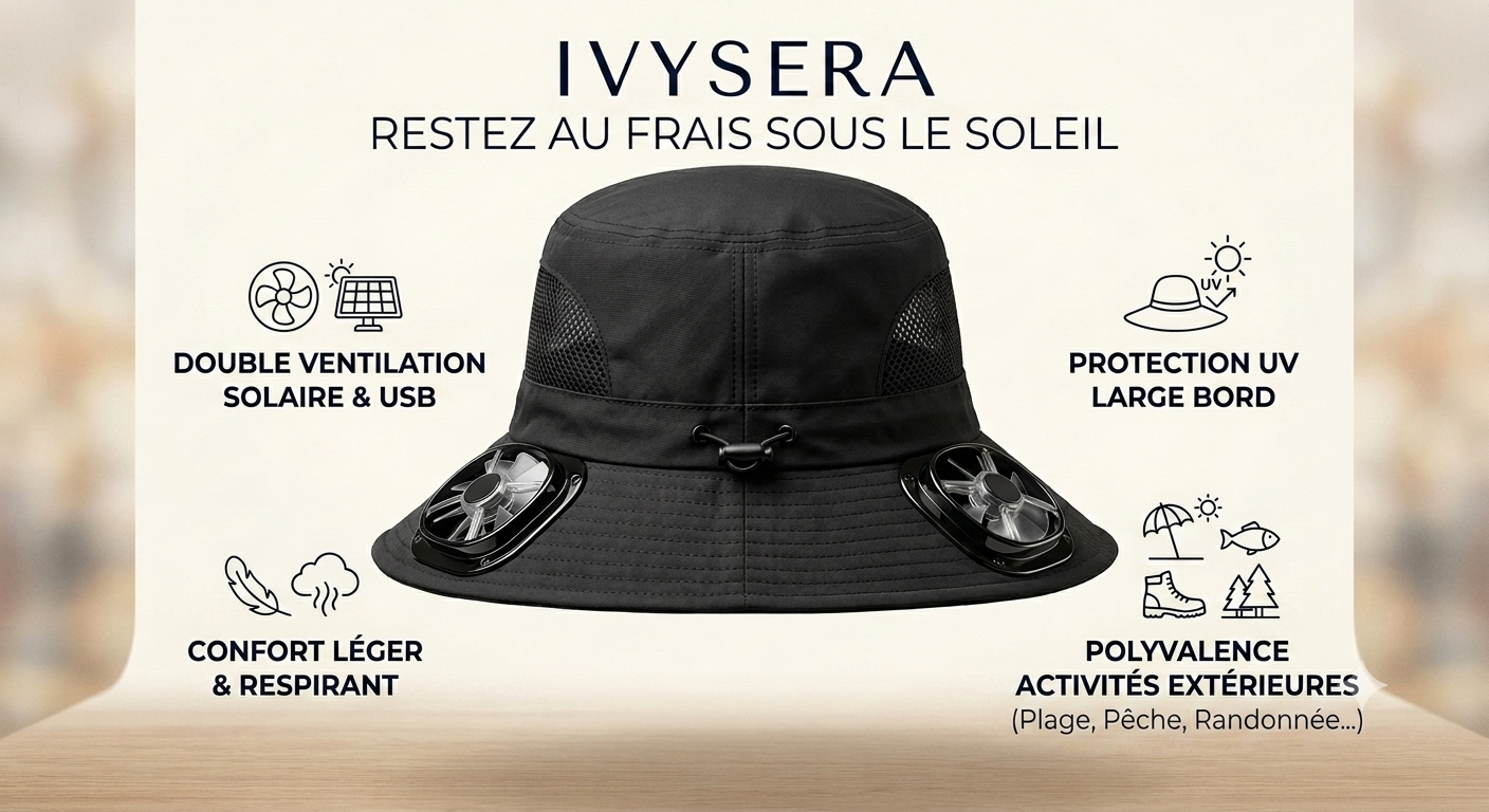 Chapeau ventilé pour l'été intelligent Anti-UV & Rechargeable